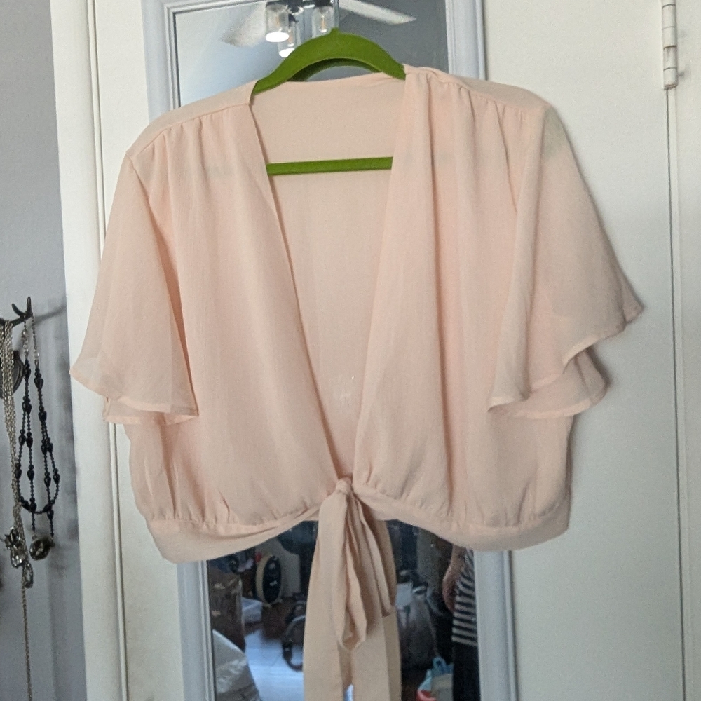 Elegant Pink Tie-Front Blouse